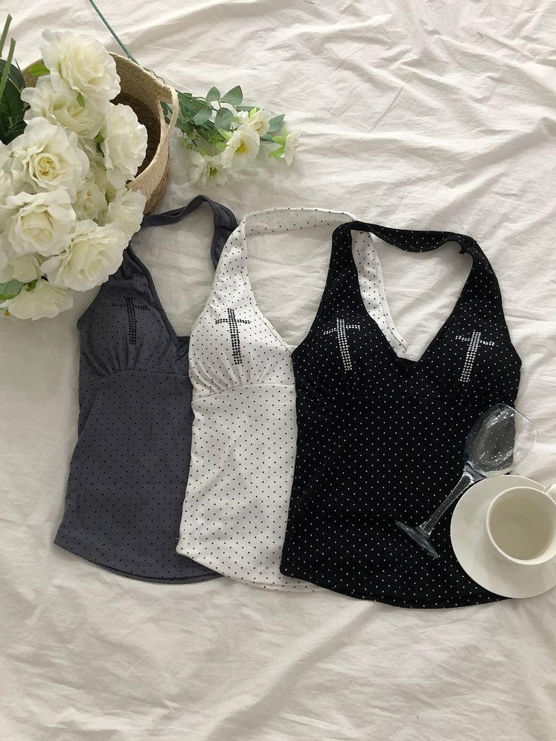 Cubic Cross Dot Halter Top