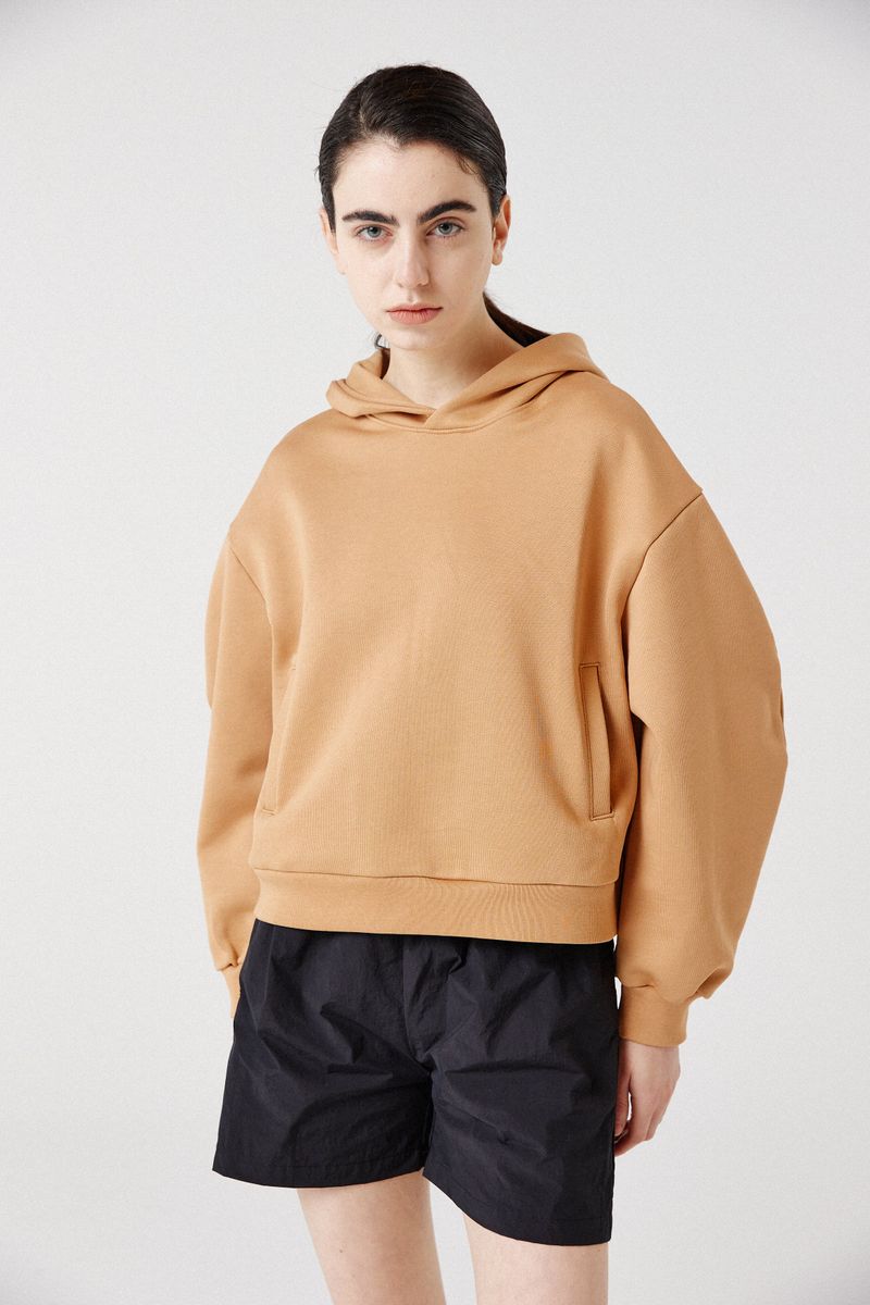 balloon crop hoodie_brown