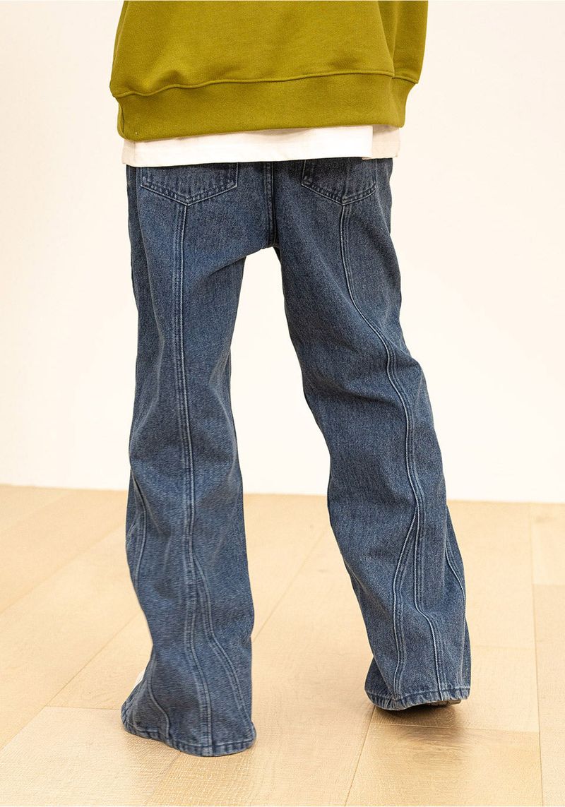 INCISION INVERTED WASHED DENIM PANTS