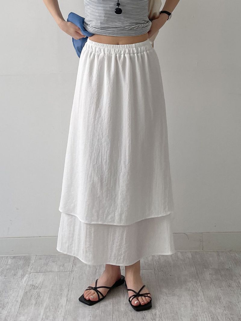 INCHANT ME(インチャントミー)の「Seersucker Layered Banding Skirt(Skirts)」