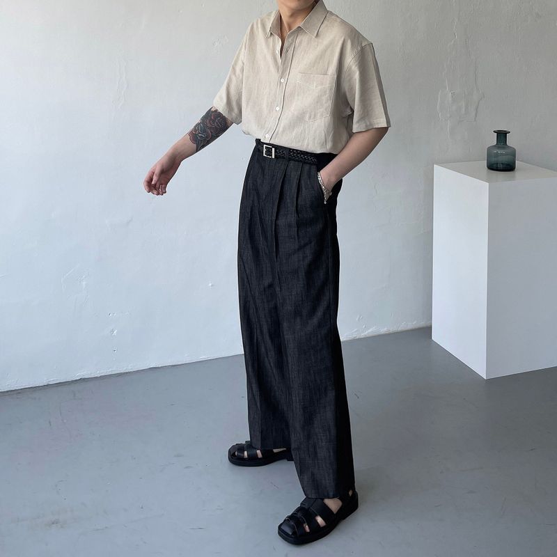 EV BOLN Pintuck Denim Slacks