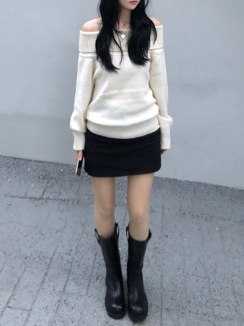 Uni Off-Shoulder Knitwear (4 colors)