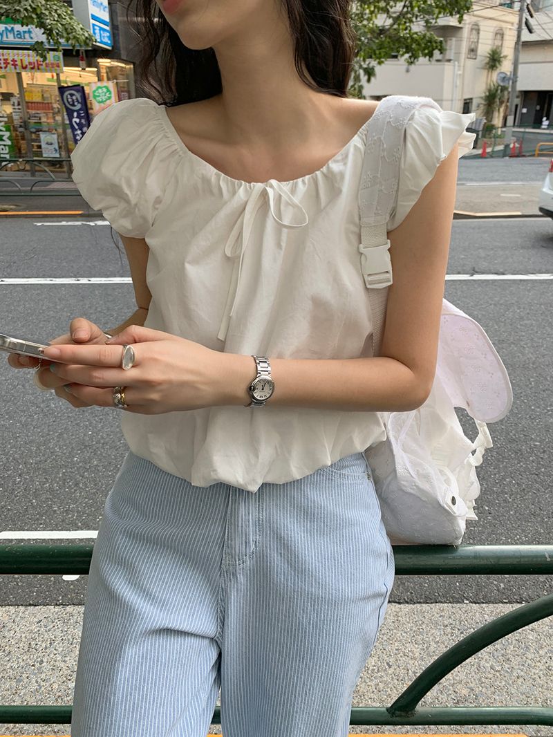 [MADE] Weare Ribbon Puff Blouse