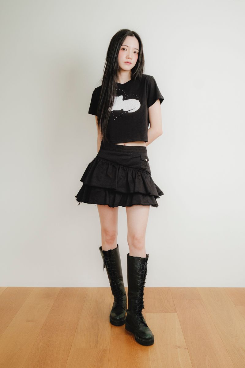 SIS A（シスエイ）の「CAN CAN FRILL MINI SKIRT / BLACK（Skirts）」