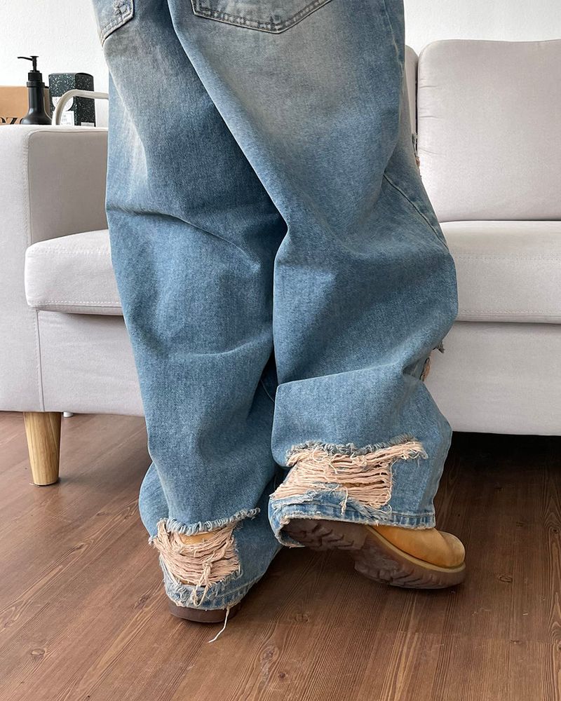 Damage Washing Denim Pants