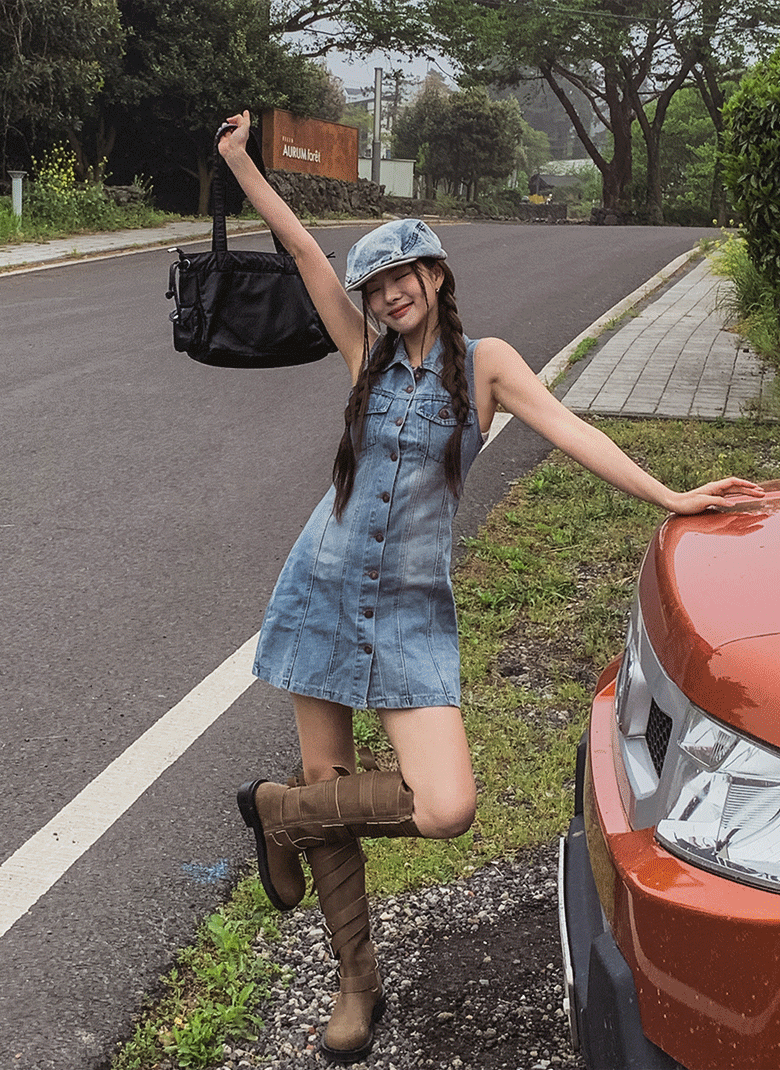 ULAN（ユレン）の「ウィニースリーブレスデニムワンピース（Dresses）」