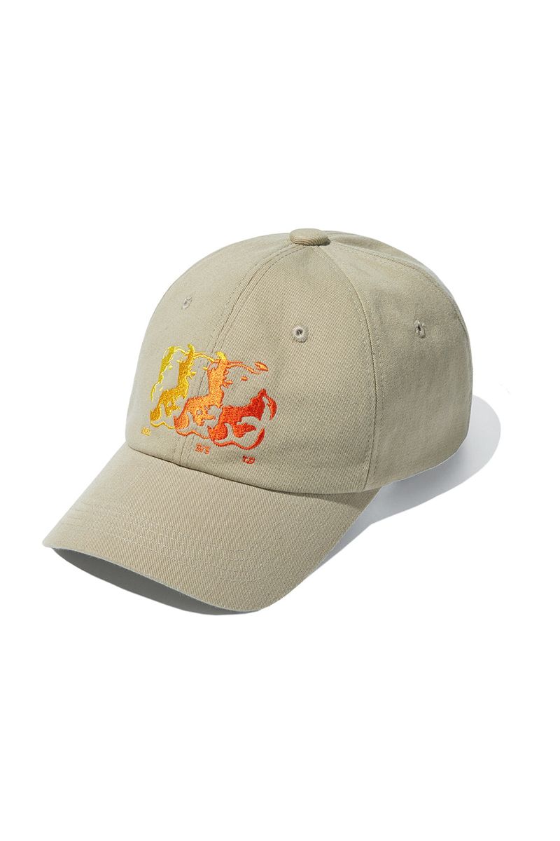 Flame Bear Ball Cap_Wood Grey