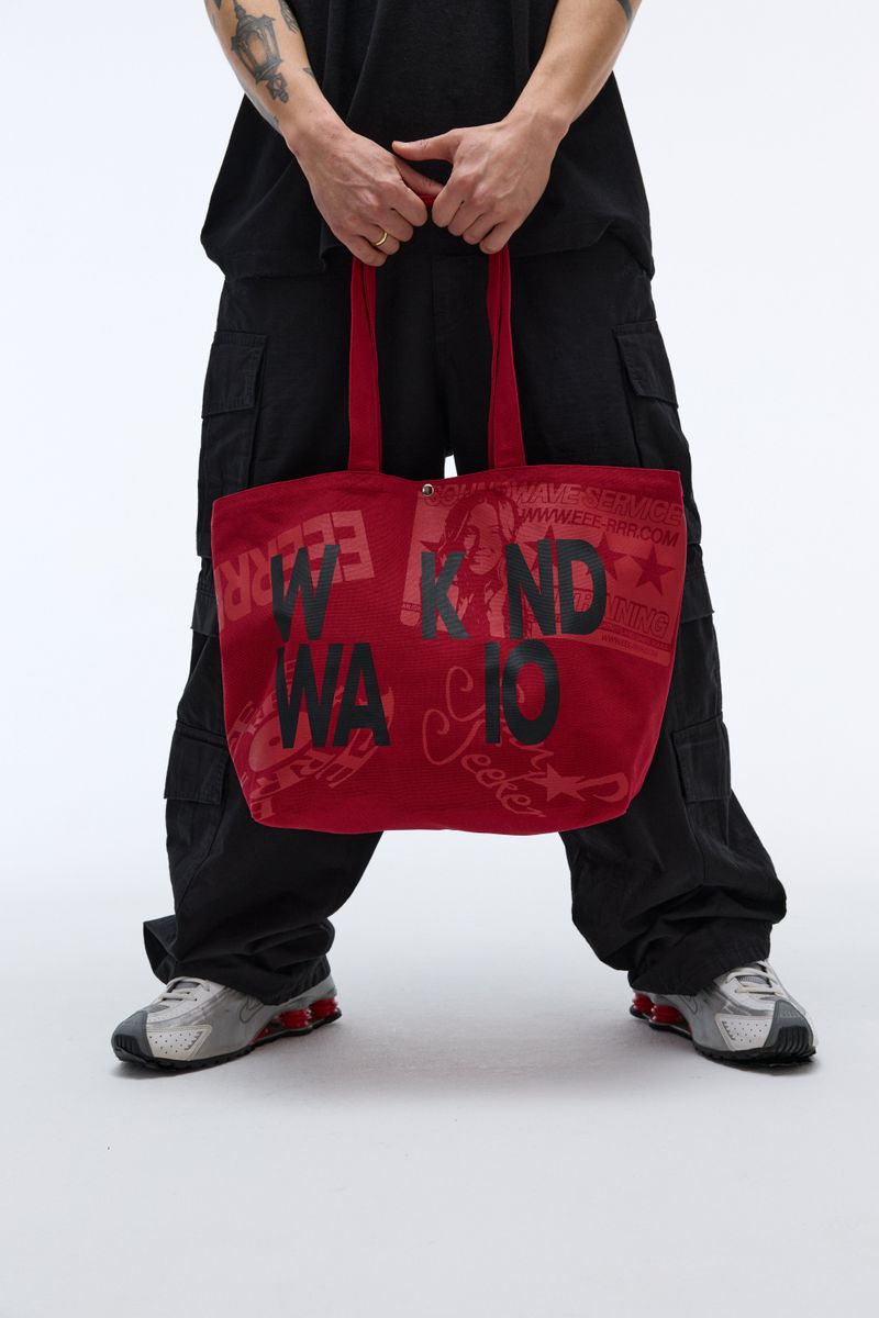 Weekend warrior typography printing tote-bag (Red)