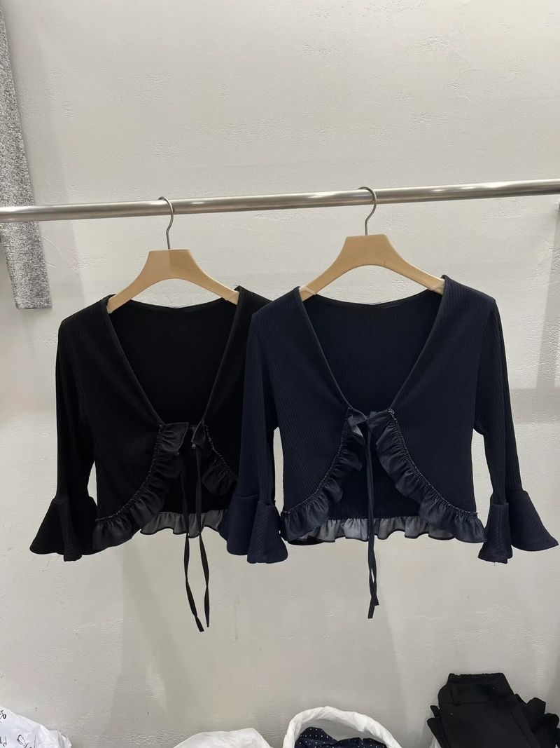 Ruffle Around Tie Up Top - 2 colours