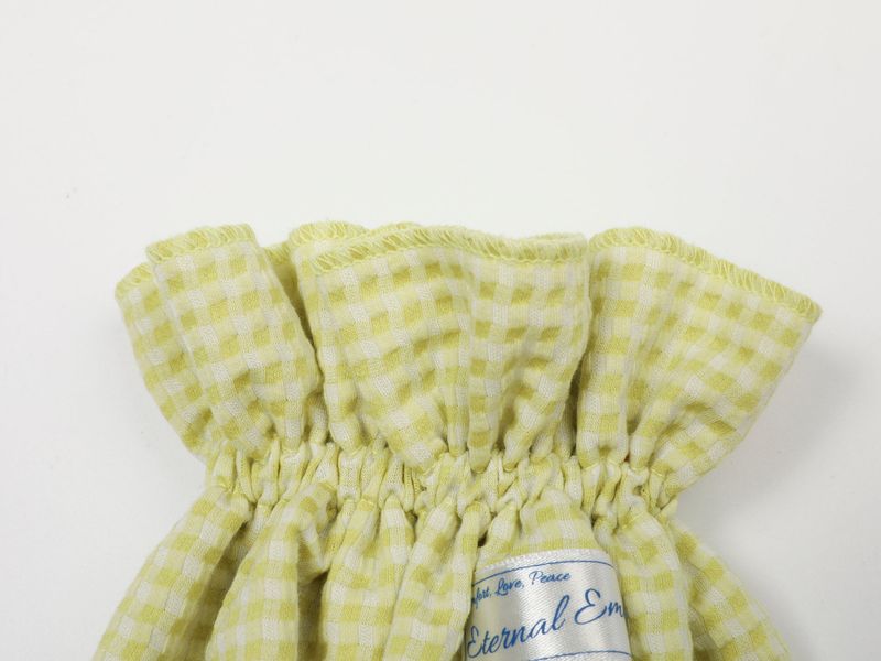 VINTAGE CHECK FRILL HAIR SCRUNCH (LIGHT GREEN)