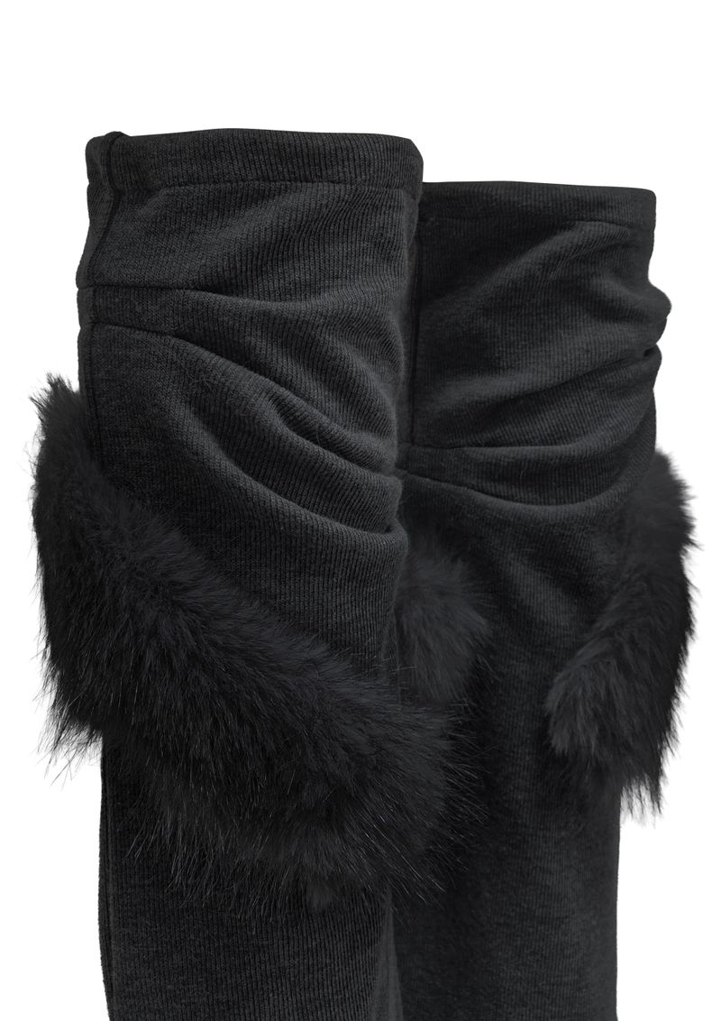  CURVED FUR LEG WARMERS . BLACK