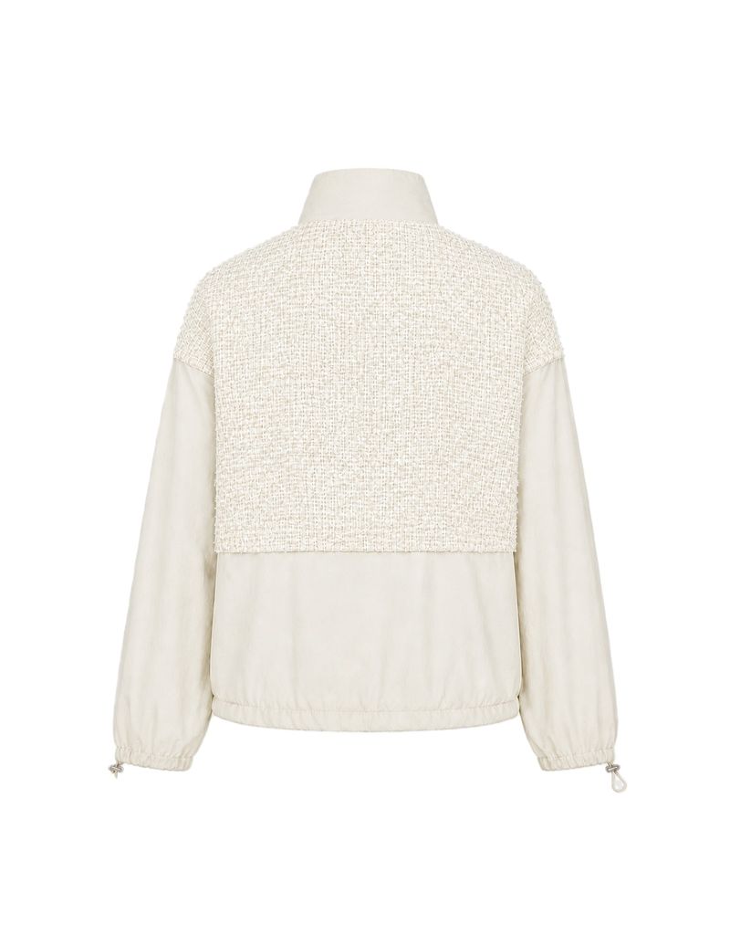 [PRE-FALL] Flora Tweed Layered Ribbon High-Neck String Windbreaker Ivory