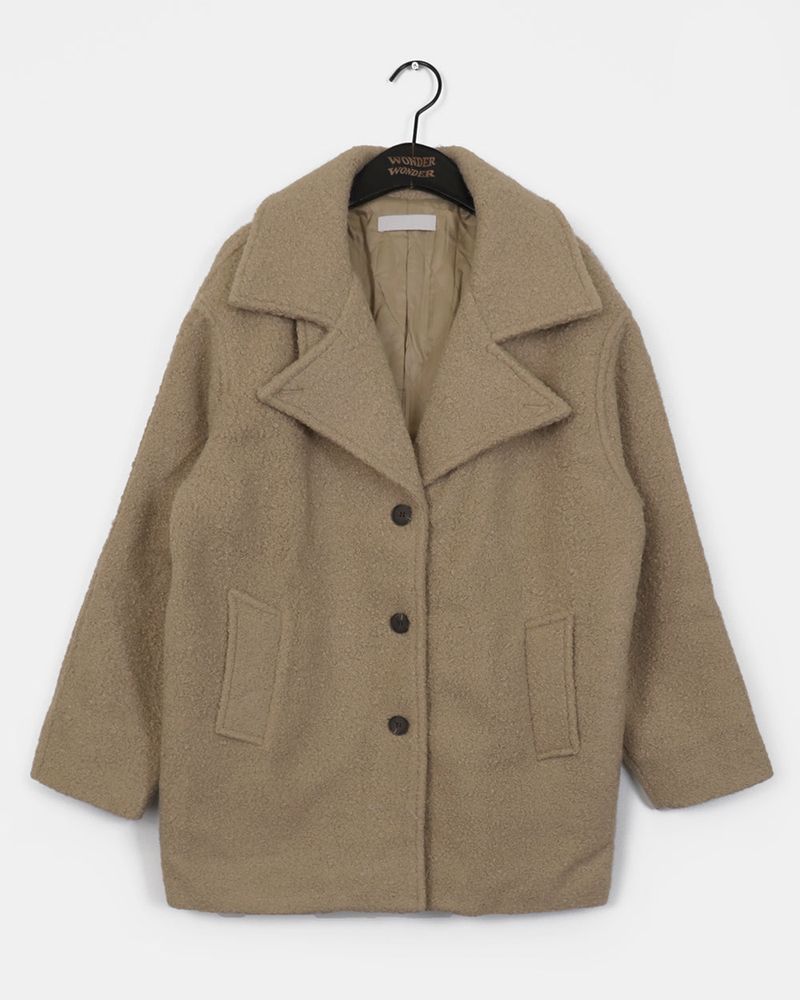 Avn Wool Hair Boucle Half Coat