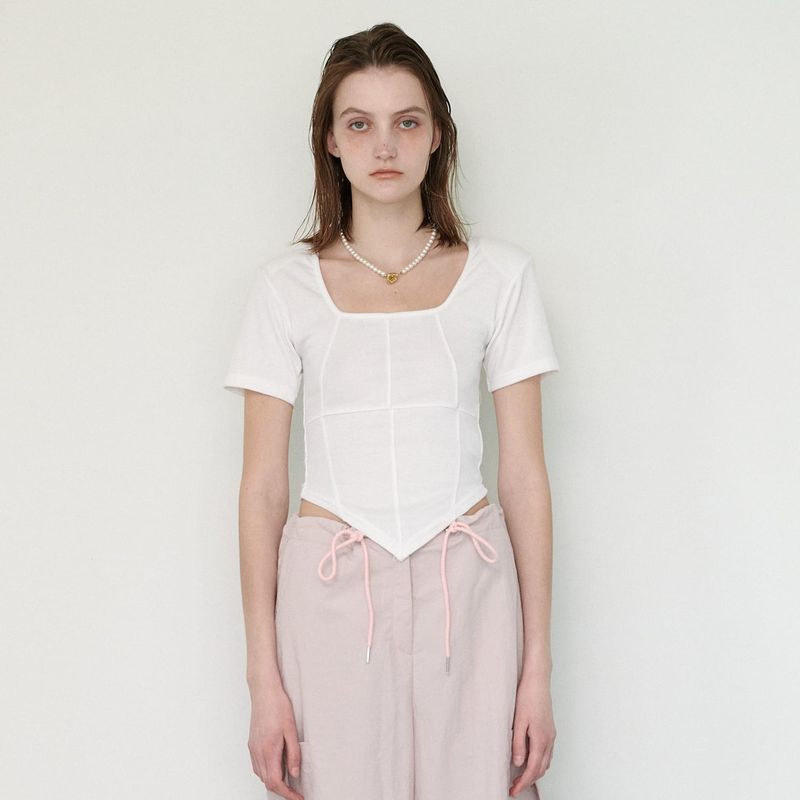 MOIFAIRE(モイフェア)の「 SQUARE T-SHIRT, WHITE(Tops)」