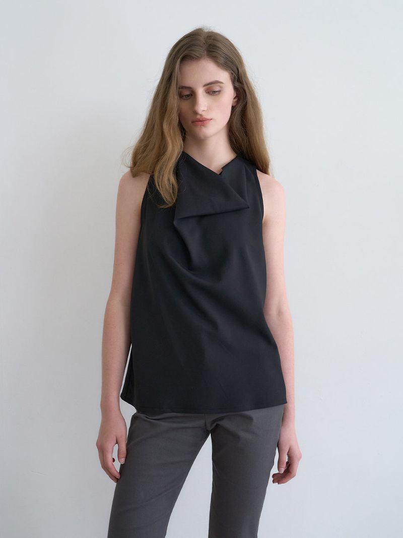 Celine cowl blouse (Black)