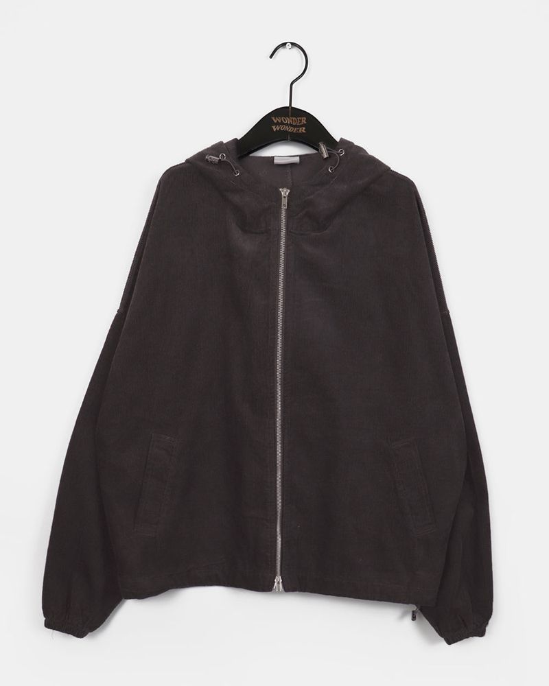 Sithern Corduroy Two-Way Hooded Zip-Up Jacket