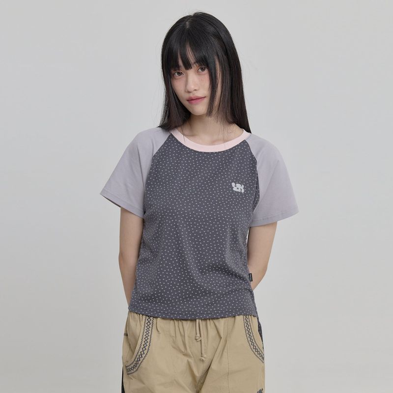 Star Dot Shirring Half Sleeve T-shirt