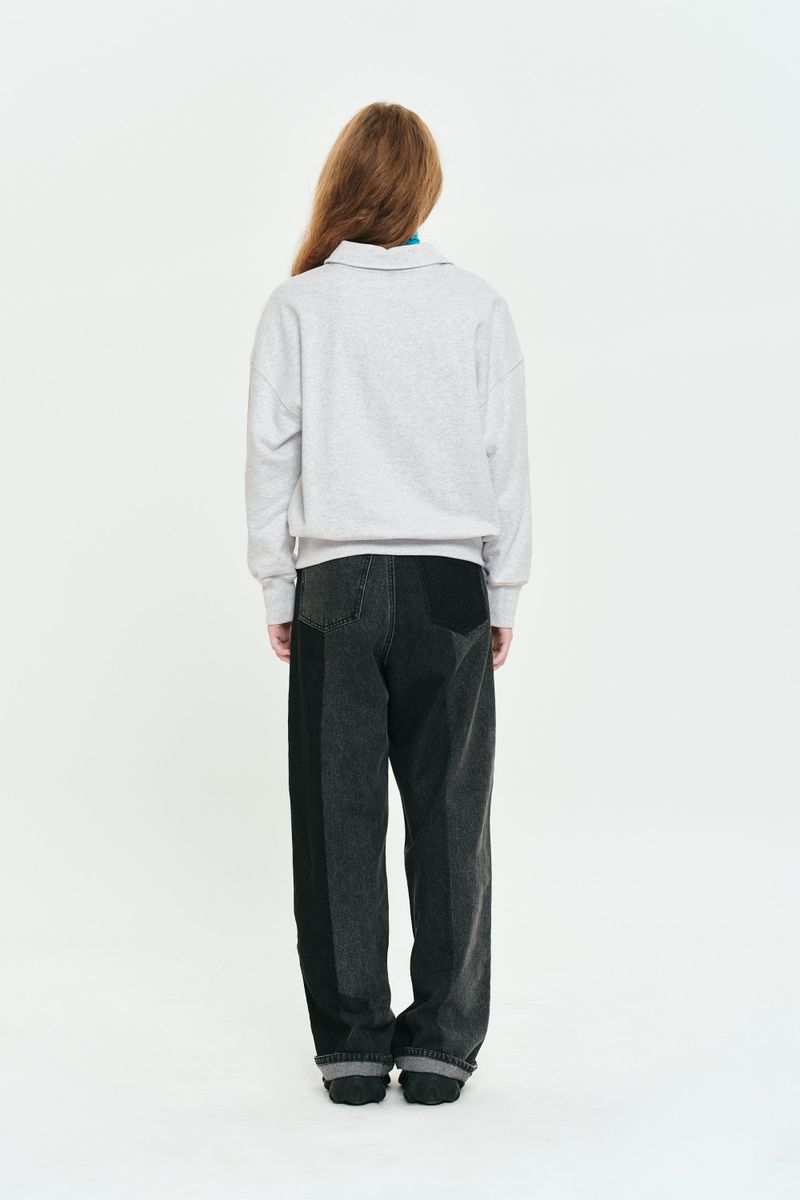 CHERRY OPEN COLLAR SWEATSHIRT [MELANGE GRAY]