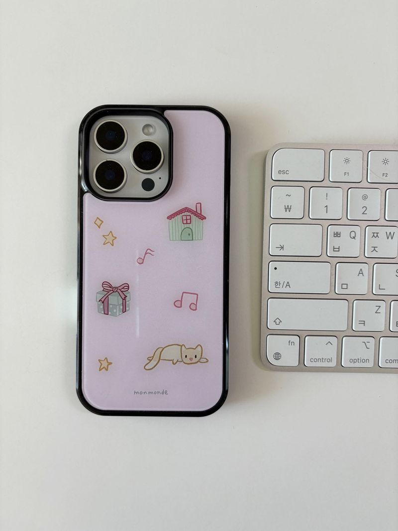 love cat  phone case (pink)
