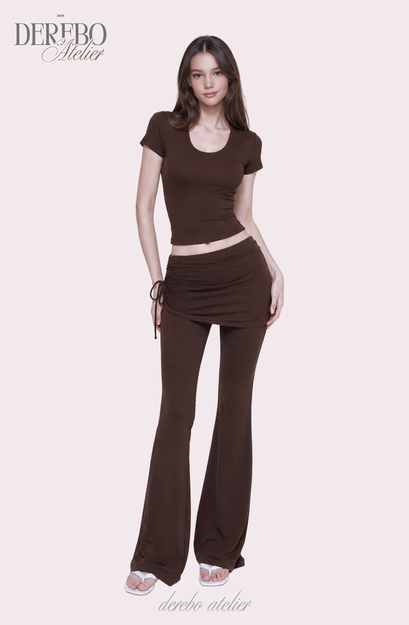 Liiv short-sleeve cap training shirring pants set (LONG PANTS)