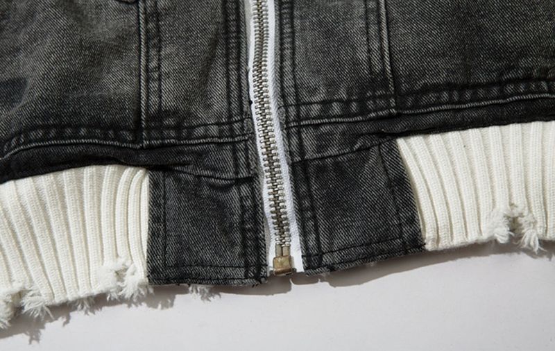 LMN Cube Damage Line Denim Zip-Up (2 colors)