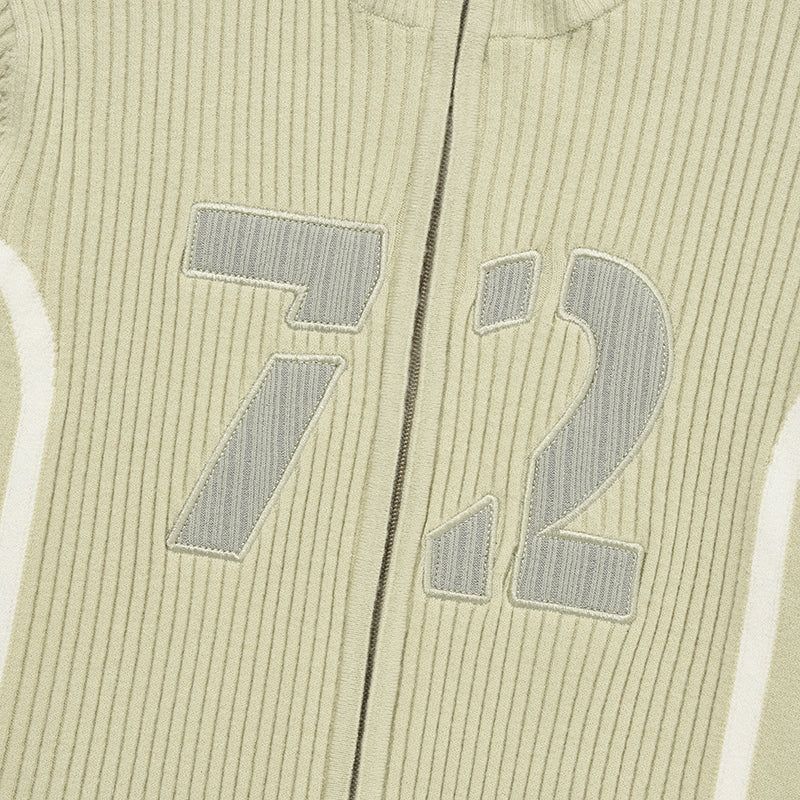 LINE POINT HIGH NECK KNIT ZIP UP [LIGHT KHAKI]