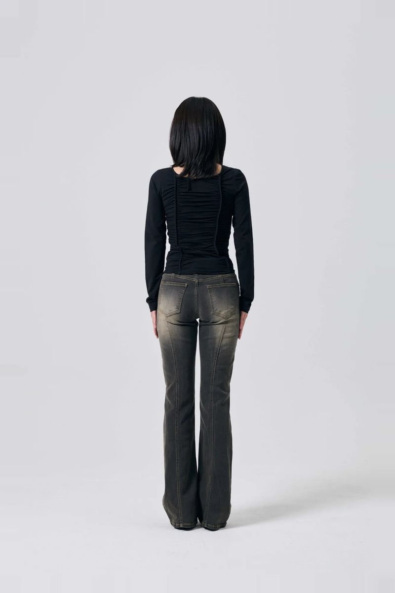 LISE SHIRRING TOP / BLACK