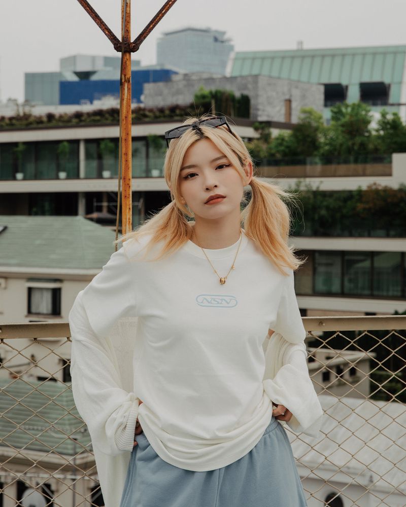 ステッチ T-shirt スカイブルー