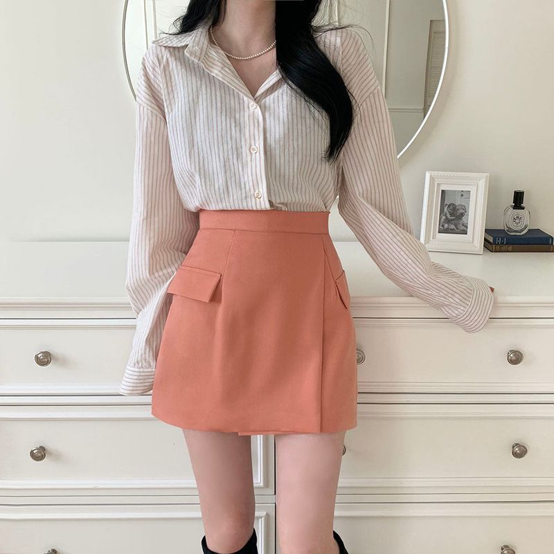 [4color] slit pocket mini skirt