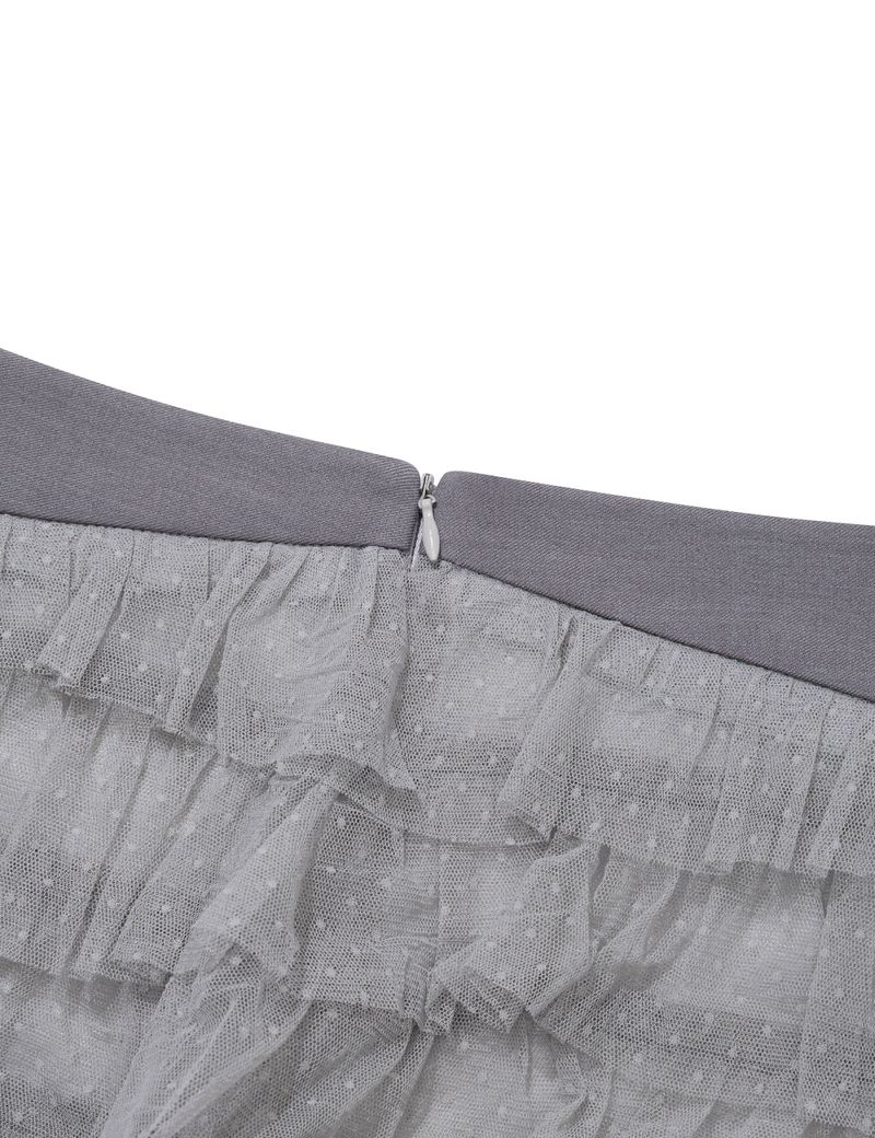 DOT MESH CANCAN SKIRT(GREY)