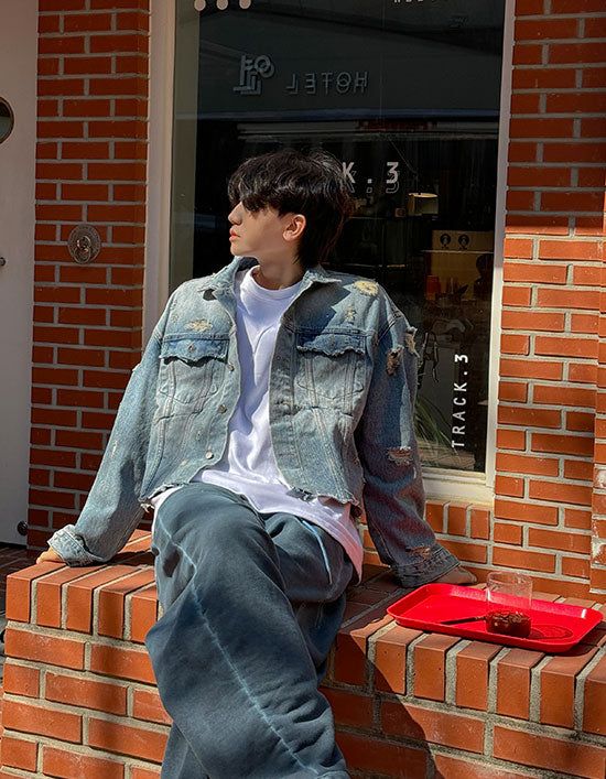 ASCLO（エジュクロ）の「De Lap High Damage Crop Denim Jacket (2color)（Jackets/Outerwear）」