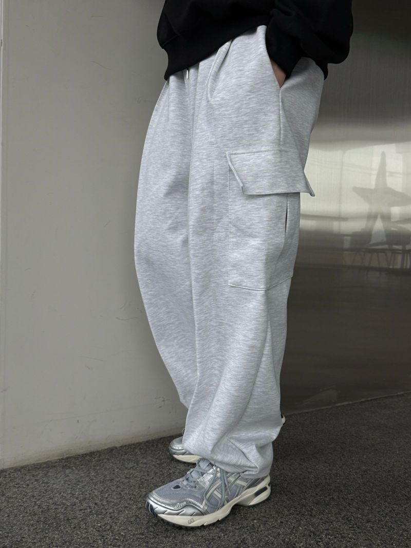 Snap cargo wide sweatpants