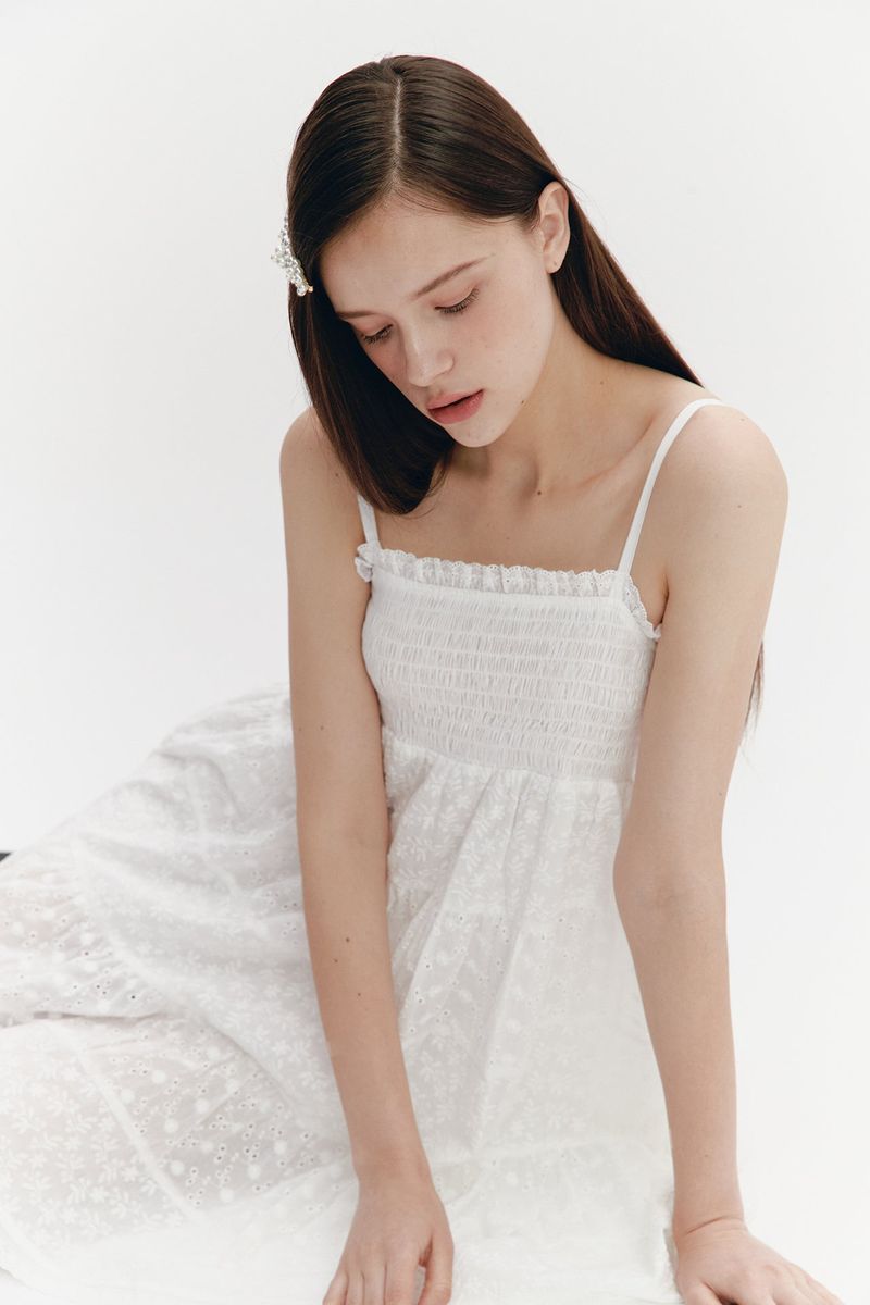 Midi Lace Dress White
