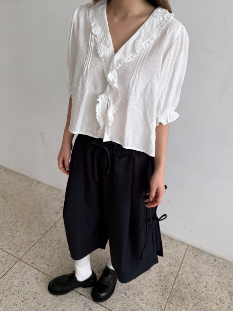 side ribbon wrap pants