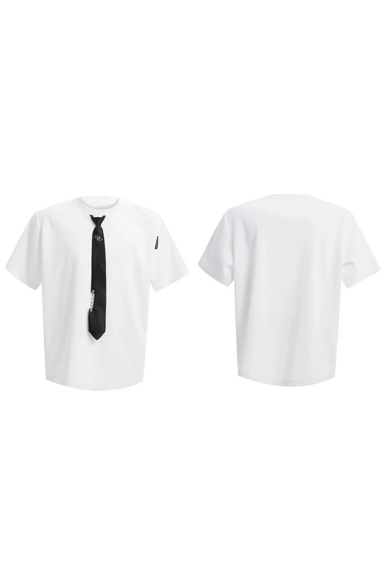 Tie Detail Padded Shoulder T-Shirt