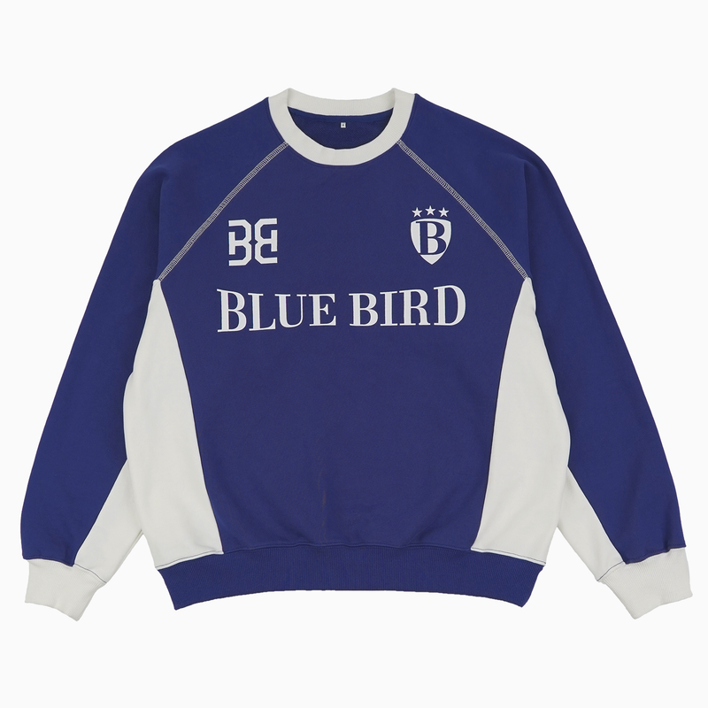 B BIRD（ビーバード）の「フットボールジャージースウェット - NAVY/WHITE（トップス）」