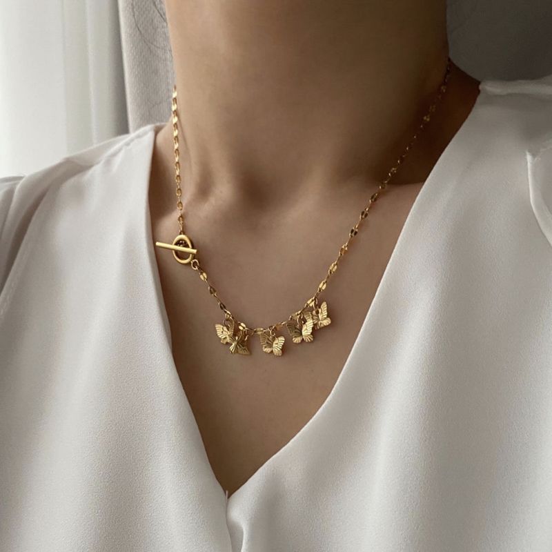 jn Vintage Butterfly Toggle Bar Necklace