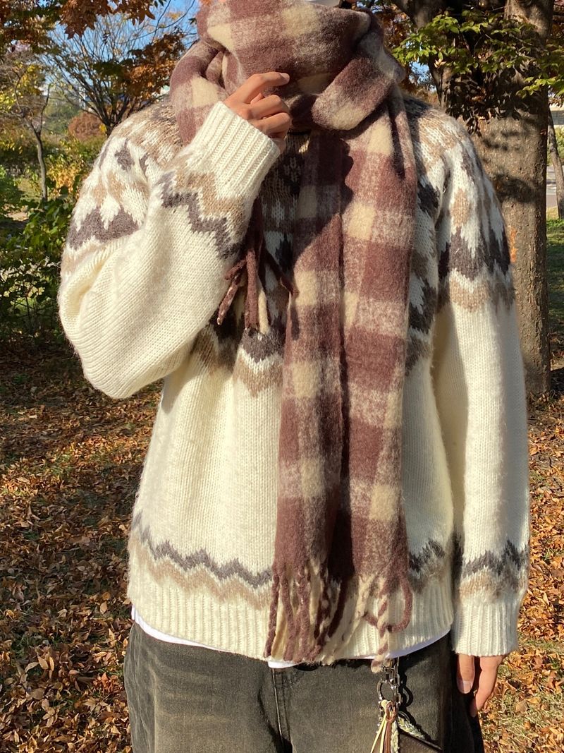 Wool Checkered Reggae Muffler (2color)