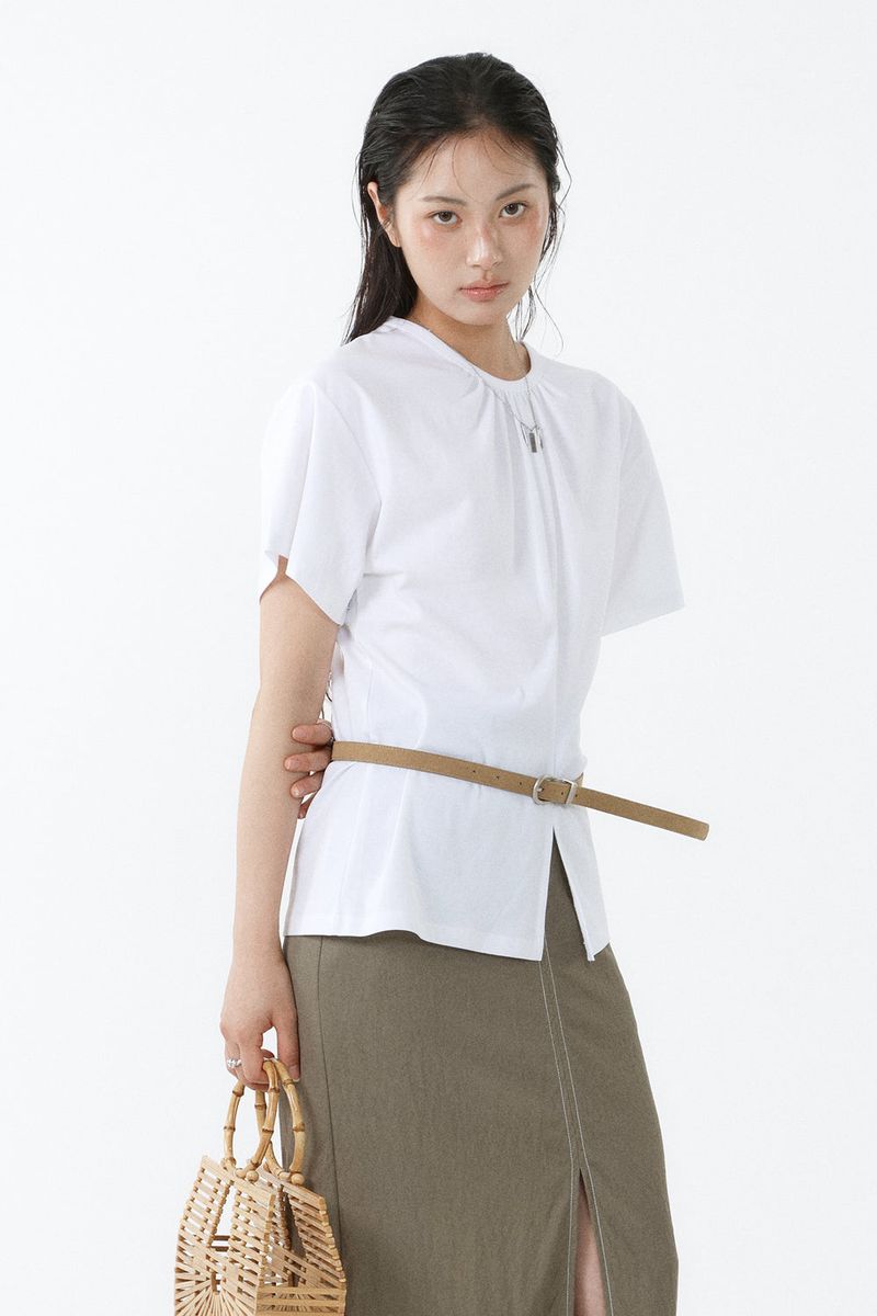 SHIRRED ROUND TOP_WHITE