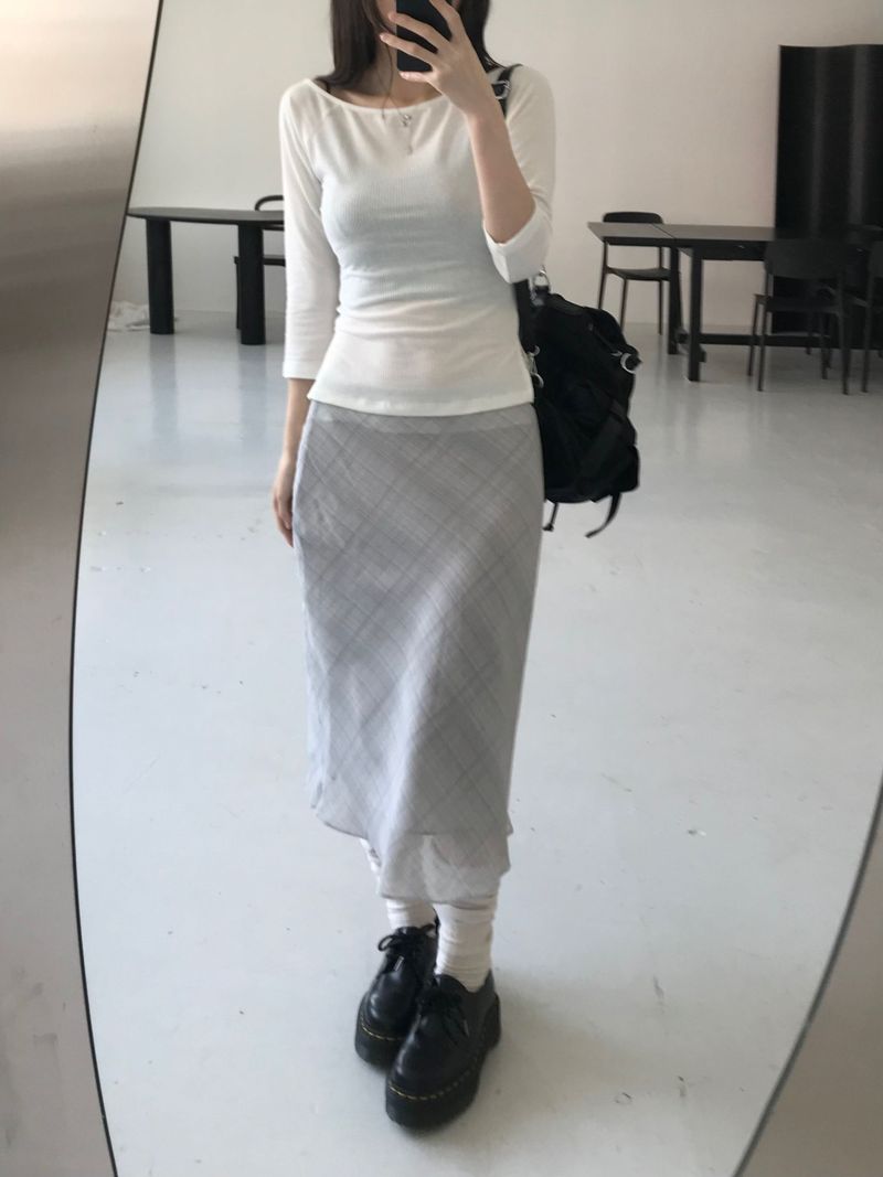 Lia Checkered Midi Skirt (2 colors)