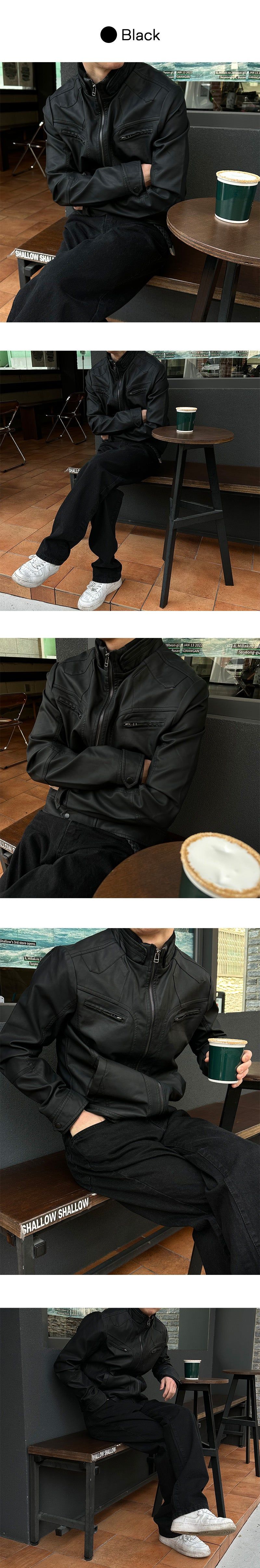 [PROMOTION] Leather zipper biker jacket(2color)