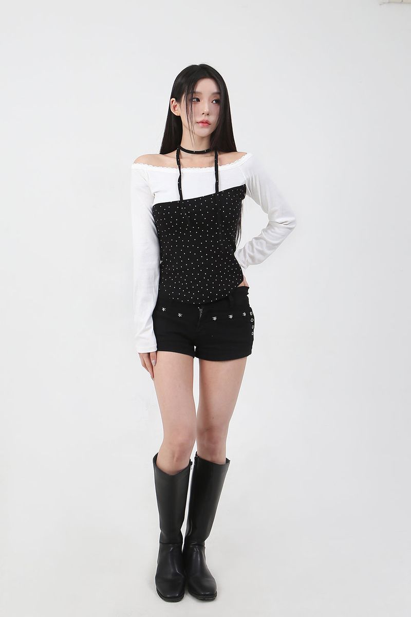 Lace Mini Star T-shirt_black
