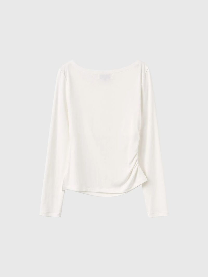 DRAPE SHIRRING LONG SLEEVE T-SHIRT