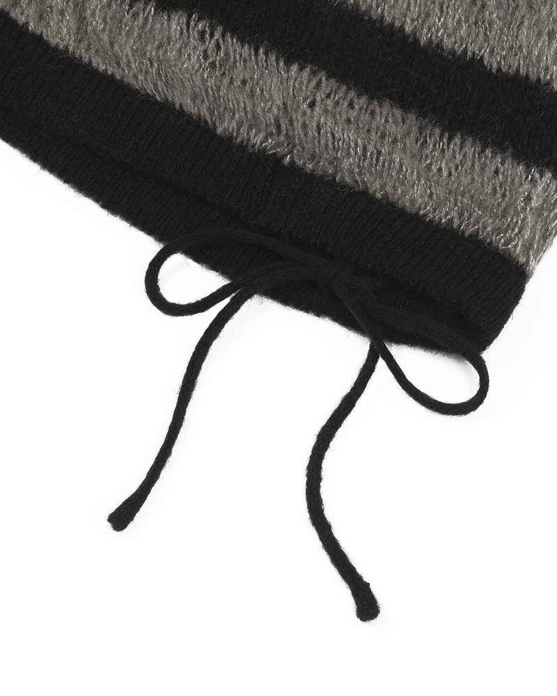 Ribbon Tied Beanie _ BLACK