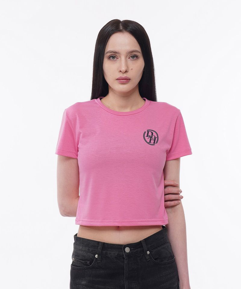 DOUBLE LINE STACK LOGO CROP T-SHIRTS