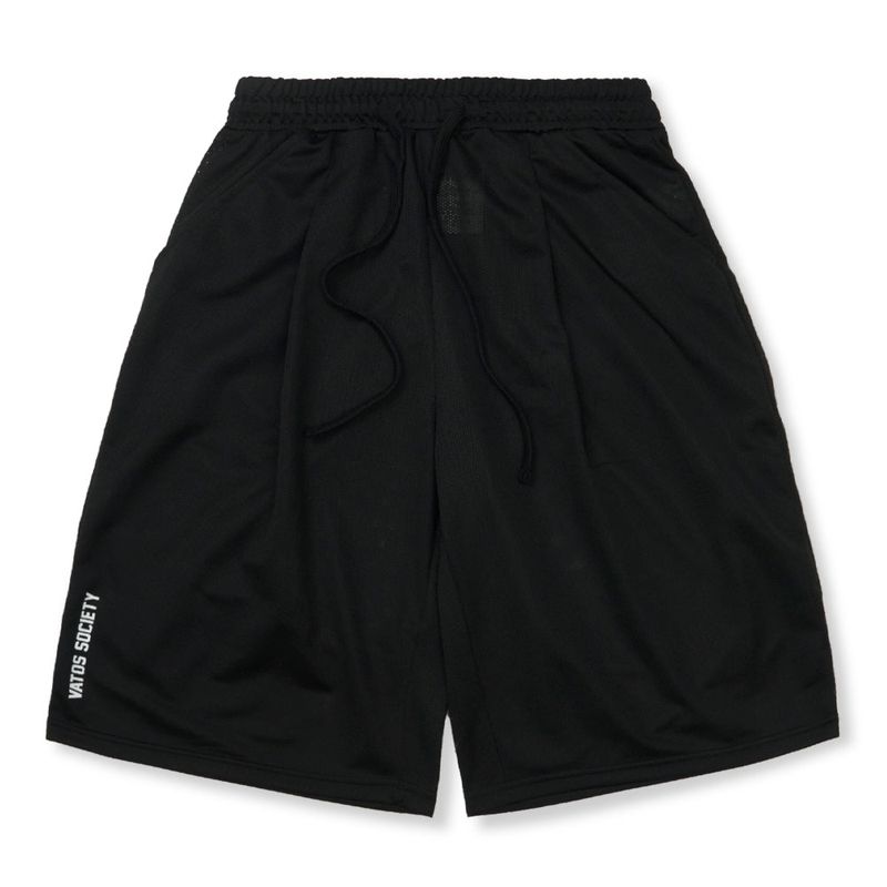 Mesh Wide Bermuda Pants Black