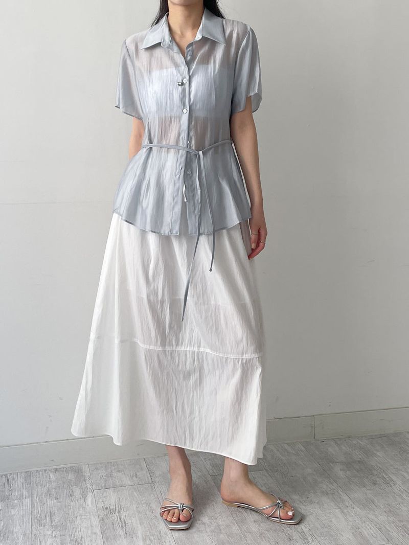 Juicy Nylon Flare Long Skirt