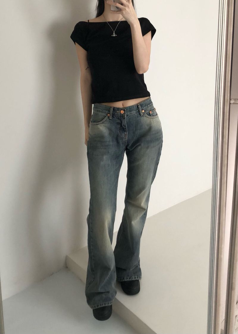 Kitten（キッテン）の「Say Low Bootcut Denim pt (one color)（Pants）」