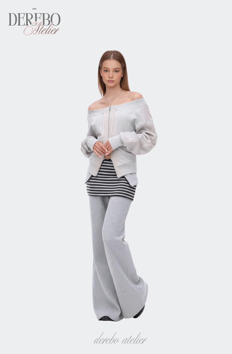 Gradient Off-Shoulder Zip-Up (PANTS)