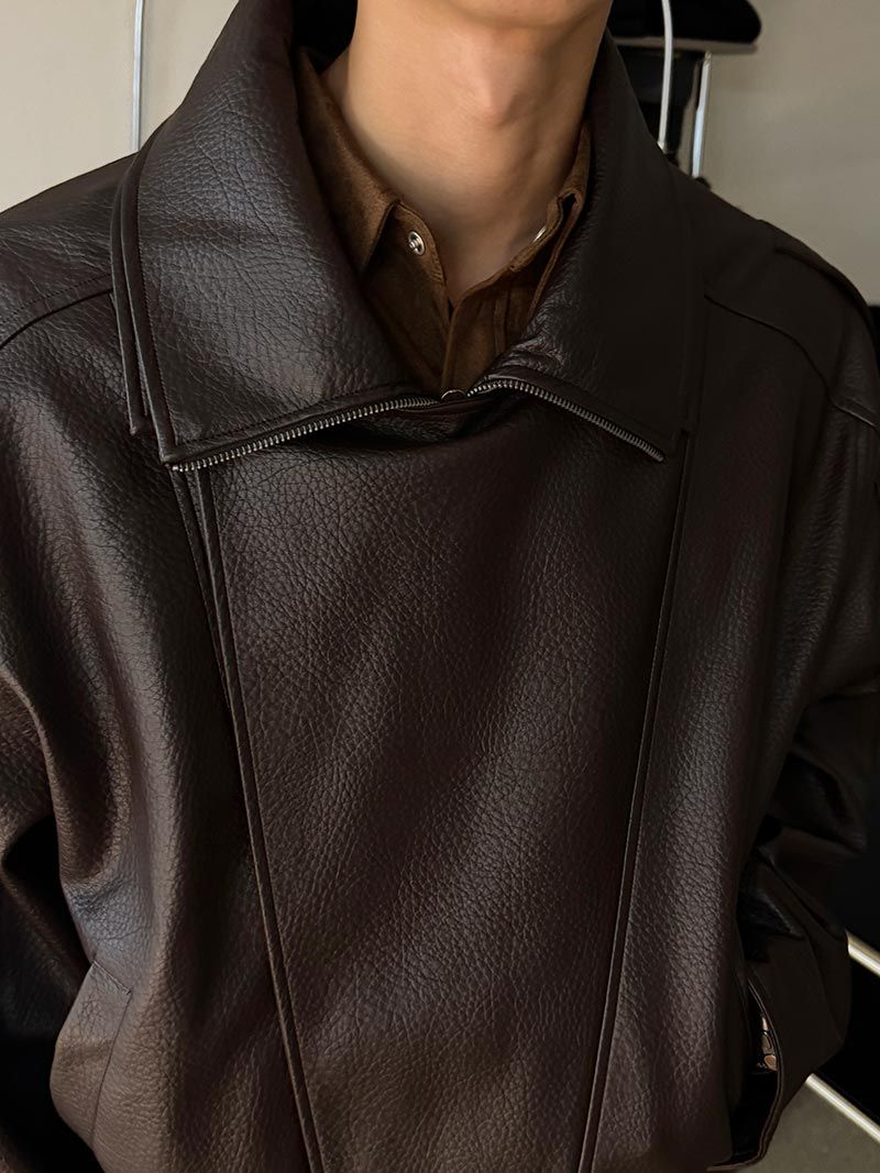 ASCLO Saint Double Collar Leather Jacket (2color)